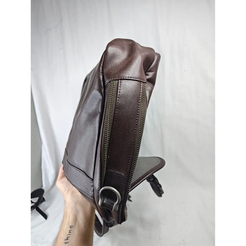 Tumi T-Tech Brown Leather Briefcase Laptop Bag Messenger Missing Buckle READ!!